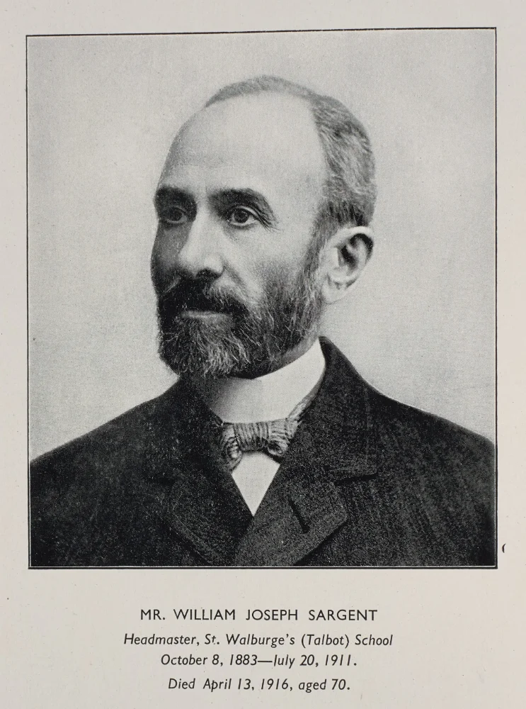 Portrait of William Joseph Sargent, Headmaster of St Walburge's (Talbot) School from 1883 to 1911, who died in 1916 aged 70.